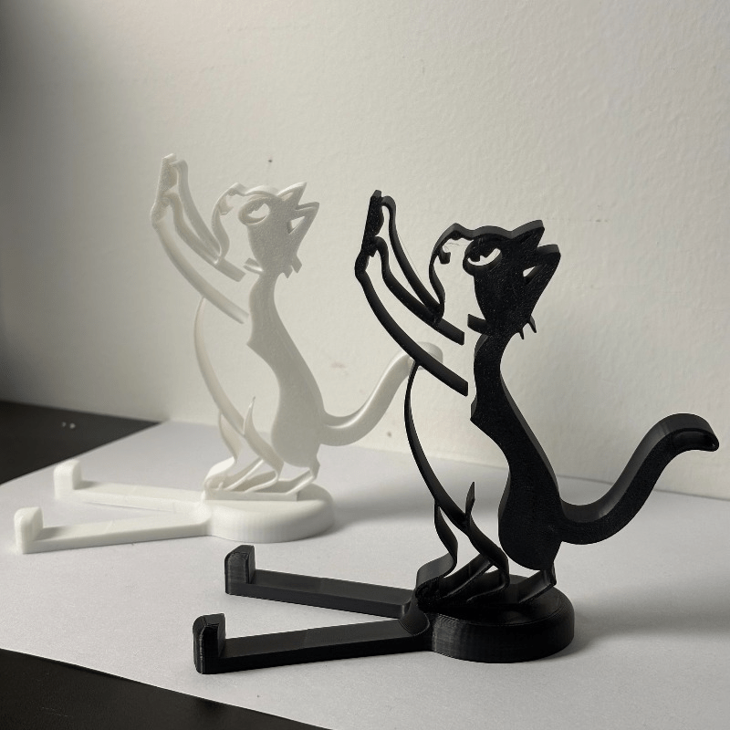Essential Tablet Accessories - Abstract Hollow Line Cat Phone Stand